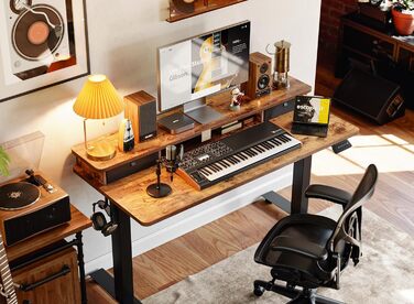 Електричний стіл CUBICUBI з регулюванням висоти, Stehpult T-подійна ніжка зі сталі, пам'ять, антиколізійна система, чорний каркас/стільниця