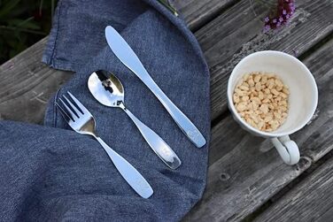 Набір дитячого столового прибору Exzact Edelstahl (12 шт.) - 4 виделки, 4 ножі, 4 ложки (Собака, Кіт, Заєць)