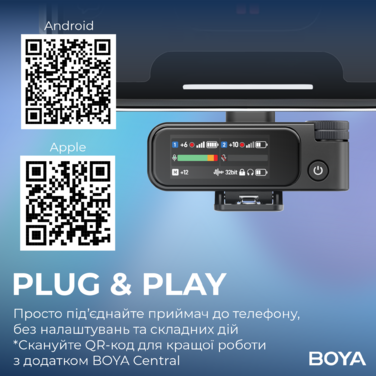 Бездротовий мікрофон BOYA MIC 2-02 Type-C/TRS Black