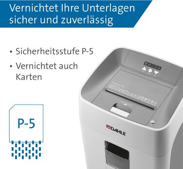 Шредер Dahle ShredMATIC 90 Aktenvernichter з автоподачею, P-4, P5, 300 аркушів, світло-сірий/сірий