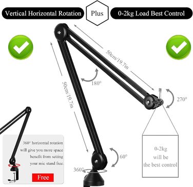 Мікрофонний стійкий кронштейн Mikrofon Arm V50 3/8