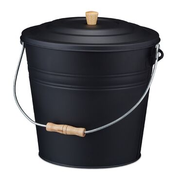 Відро для сміття Relaxdays чорного кольору з кришкою, 12 літрів