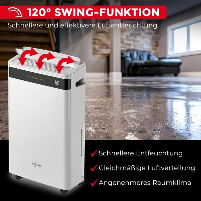 Електричний осушувач повітря AEF2000 - 20 л/день, до 30 м², тихий, з автовимкненням, гігростатом та сенсорним дисплеєм. Ідеально для спальні та ванної кімнати. З керуванням через додаток.