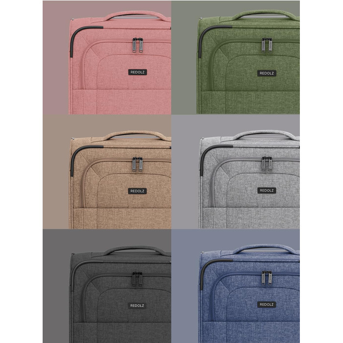 Набір валіз REDOLZ 3 шт. для жінок та чоловіків | Легкі та стійкі дорожні валізи з високоякісним softcase, 4 подвійні колеса, TSA-замок, розширювані (Essentials 12) Оливковий колір