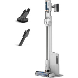 Пылесос Shark Clean & Empty с док-станцией для самоочистки, до 40 мин. работы, беспроводной, для шерсти животных, ковров и твердых полов, с LED-подсветкой, тихий, белый/синий, BU3521EU