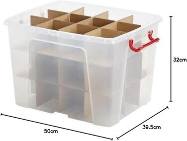 Ящик для зберігання Strata Bauble Box з 36 перегородками, 40 літрів, 50 x 39,5 x 32 см, прозорий