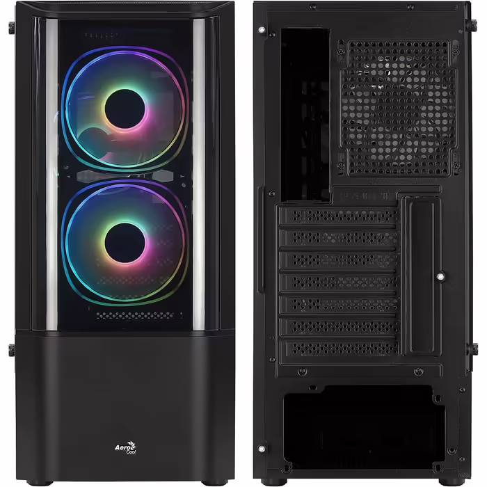 Комп'ютерний корпус ATX AeroCool Quantum v2 RGB із скляними панелями, чорний