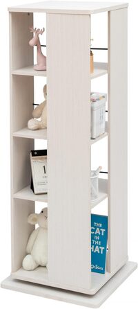 Книжкова шафа, що обертається на 360, поворотна полиця, поворотні меблі, 4 рівні, економія простору, стійка, кабінет, спальня, вітальня - Обертова книжкова полиця RBS-4S -Дуб білий Білий 4 полиці