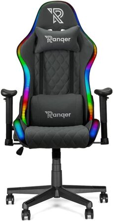 Ігровий крісло Ranqer Halo з RGB підсвічуванням | Ергономічне крісло для геймерів, сірого кольору