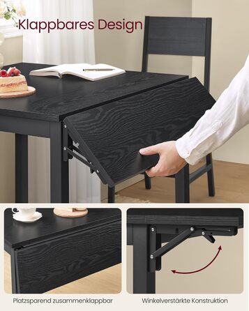 Розкладний кухонний стіл VASAGLE для 2-4 осіб, чорний, KDT077B03