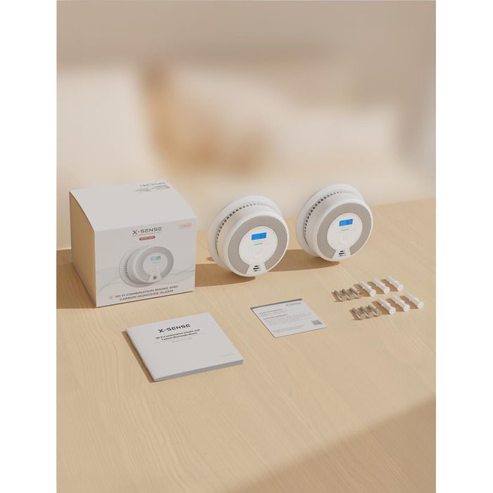 Датчик диму та монооксиду вуглецю X-Sense SC07-WX з Wi-Fi, з змінною батареєю, сумісний з додатком X-Sense Home Security, 1 шт. (набір 2 шт.)