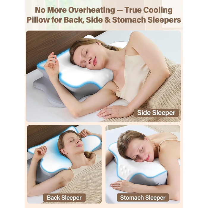 Ортопедична подушка для шиї з Memory Foam - ергономічна подушка для сну, що знімає біль у шиї, регульована за висотою для тих, хто спить на боці, з дихаючою обшивкою для комфортного сну (Біла, 40 x 66 см)