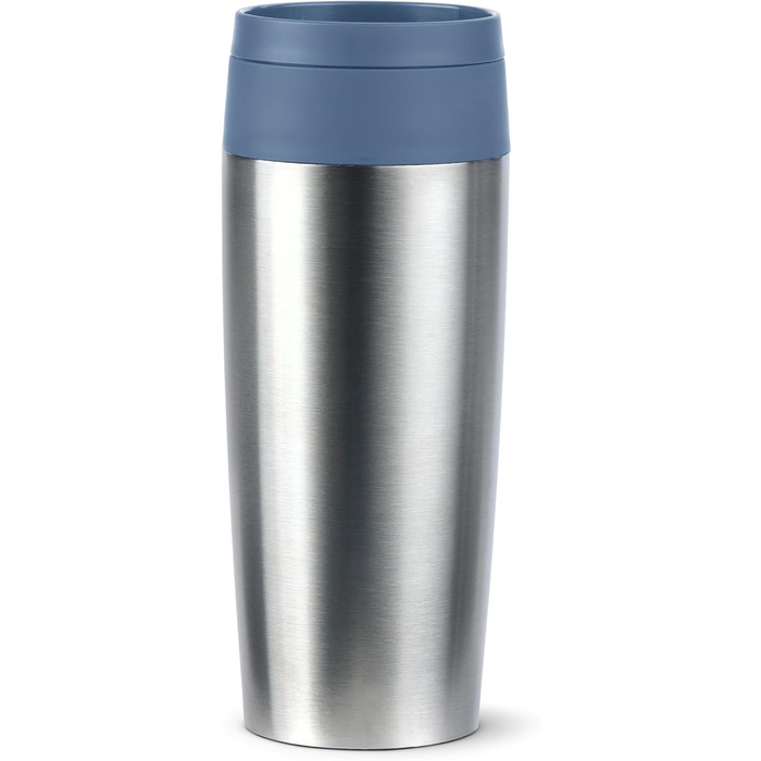 Термокружка Emsa N20210 Travel Mug Classic Isolierbecher, 0.36 л, нержавіюча сталь, 4 год гаряче, 8 год холодне, герметична, для миття в посудомийній машині, 360° клапан, синій
