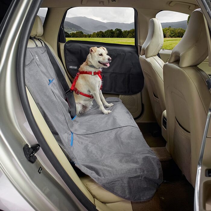 Автомобільна дверна засувка Kurgo для собак, захищає автомобільні двері від собачих кігтів і бруду, з кишенями, Регульований розмір, (пісок)