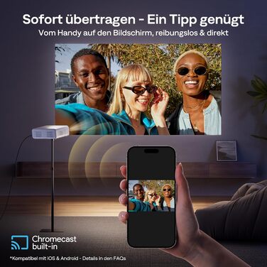 Aurzen Eazze D1 Smart Beamer: 4K проєктор для дому з Wi-Fi, Bluetooth, Netflix, Dolby Audio, автофокусом та корекцією трапеції. Підтримує Full HD 1080P. Білий (GTV)