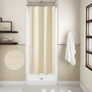 Штора для душу з льону з металевими кільцями, 182x182 см, темно-синій (Marineblau)