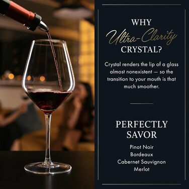 Скляний набір Elixir Glassware для червоного вина (4 шт.) – 625 мл, преміум-кристал, ручної витримки