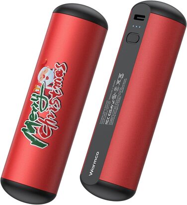 Електричні грілки для рук Warmco 2 шт, 10000 mAh, багаторазові, 3 режими нагріву, Powerbank, Червоний