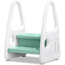 Детський табурет-сходинка з 2 ступенями, зелений, для ванної, спальні, кухні, дитячої кімнати