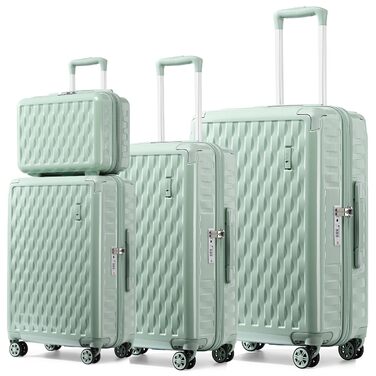 Набір валіз Sea Choice Matcha Grün: 4 шт. (55/65/75 см) з жорстким корпусом, захистом кутів, TSA-замком та косметичкою
