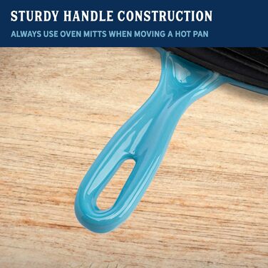 Квадратна сковорода для гриля Country Living з емальованого чавуну, антипригарне покриття, виливний носик, посуд для кухні та вулиці, блакитна, 28 см