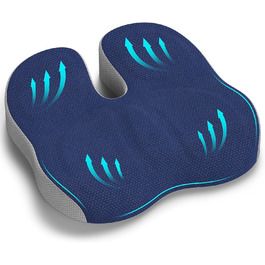 Ортопедична подушка для сидіння, ергономічна подушка для офісного крісла, подушка для куприка, комфортна подушка для стільця, зняття стресу, подушка для стільця, сидіння для автомобіля, офісу - (Блакитний)