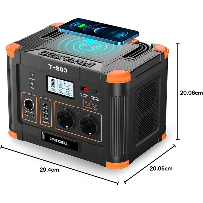 Портативна електростанція Grecell 500W/519Wh: тиха, екологічна, для кемпінгу, автодому та дому