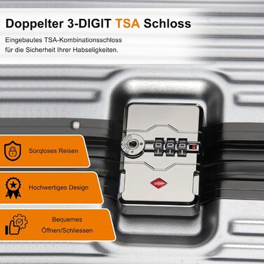 Набір валіз HOMELUX 3 шт. срібного кольору з ABS-пластику. Валізи з жорсткою обшивкою, ручки-телескопи, розміри M, L, XL. Ідеальний набір для подорожей.