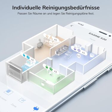 Робот-пилосос з функцією миття підлоги, автоматична станція самоочищення, лазерна навігація, зони заборони, 5000Pa, 5*2.5L мішки для пилу, 180 хвилин роботи, керування через додаток, для твердих підлог, килимів та шерсті тварин, S20