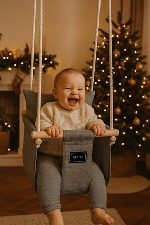 Дерев'яна гойдалка для дітей NATILU® - Indoor/Outdoor | Гойдалка для дому та вулиці | NATILU® Silver