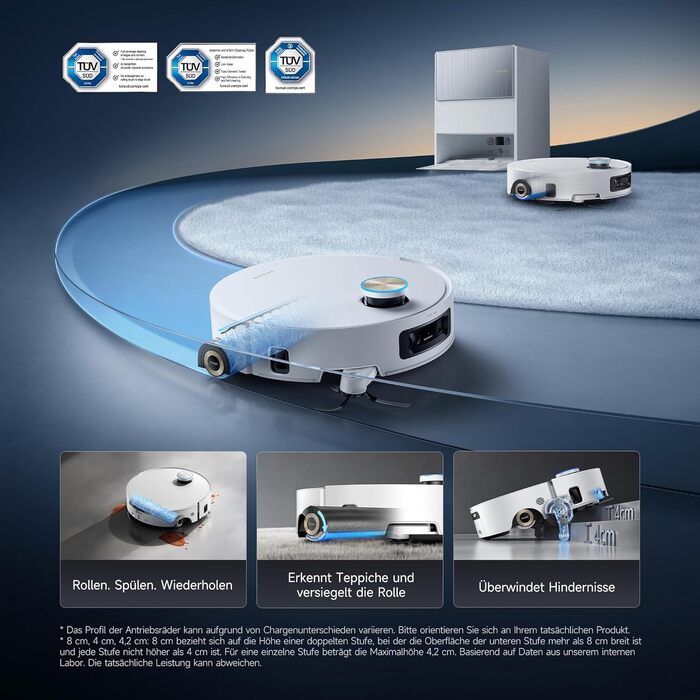 Робот-пилосос Dreame Aqua10 Ultra: миття та сухе прибирання, 30000Pa, 8 см, самоочищення, автоматичне спустошення, голосове керування