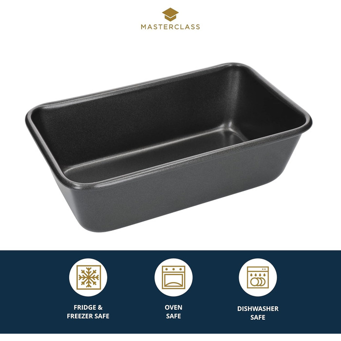 Форма для випікання хліба MasterClass 900г з антипригарним покриттям PTFE, PFOA та BPA-free, з вуглецевої сталі 1 мм, 23x13 см, з захисним чохлом, сіра