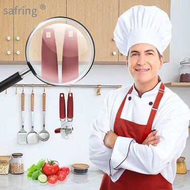 Ручний відкривач консерв з нержавіючої сталі з комфортною ручкою та універсальним відкривачем пляшок (червоний)