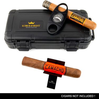 Вишуканий вологостійкий кейс для сигар Kobi & Knight з різаком та підставкою – аксесуар для сигар, подарунковий набір для 12.7 x 20.3 см сигар