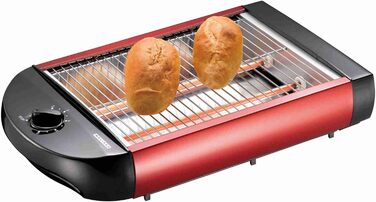 Плоский тостер Melissa 16140124, плоский тостер, настільна жаровня, настільна жаровня, дизайн з нержавіючої сталі, булочки, бакет, флюети, потужність 600 Вт, таймер перемотування, ящик для крихт, червоний металік кольори