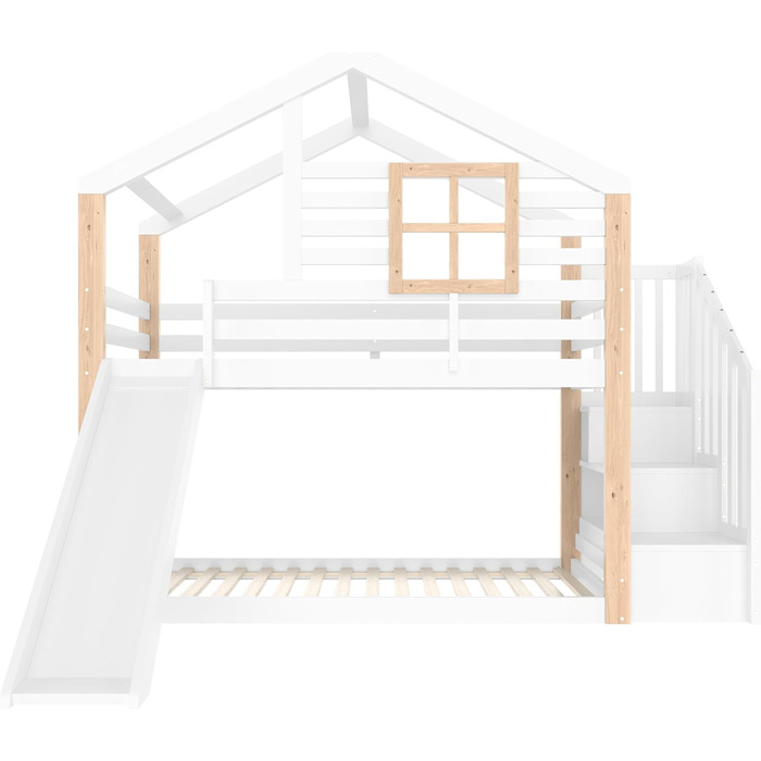 Двоярусне ліжко для дітей з драбиною, біле (90x200)