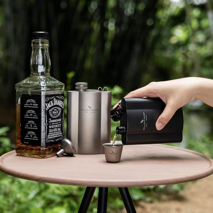 Фляга з титану iBasingo 180мл - Ultraleichter Flachmann для напоїв, Whiskey, Wodka, Weinflasche, Ti3071D (Ti3072d-180ml)