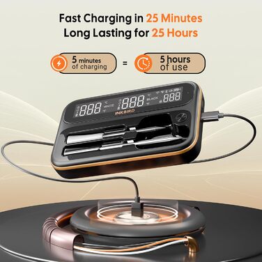 Бездротовий термометр Inkbird INT-12-BW для приготування на грилі, м'яса та випічки: Bluetooth 5.4, Wi-Fi, водонепроникний (IP67)