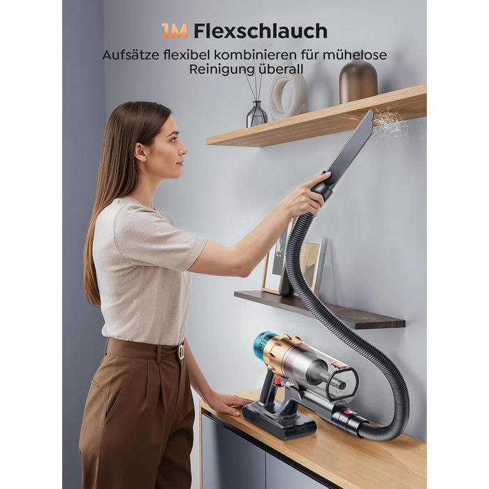 Акумуляторний пилосос SMOTURE 600W 50000Pa, бездротовий з міні-електрощіткою, для шерсті тварин, килимів, підлоги та авто - 65 хв роботи, сенсорний екран, функція ароматизації