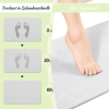 Килимок для ванної NAYAHOSE Super Absorbent Stone 60x39 см, не ковзає, швидковисихаючий, світло-сірий