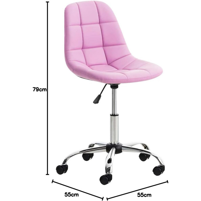 Офісне крісло Emil від CLP: регульована висота, поворотний механізм, штучна шкіра, білий/рожевий