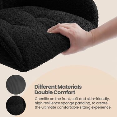 Набір з 2 барних стільців WOLTU, регульована висота, з підніжкою, обертаються, з м'яким сидінням, чорний, метал, Chenille Cord