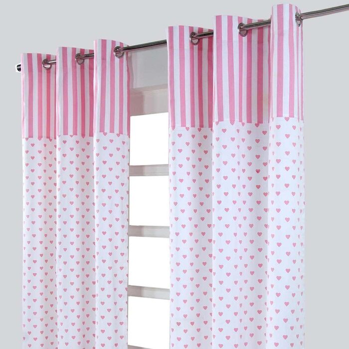 Дитячі штори для дівчаток комплект з 2 шт. , 100 бавовна, 137x228см, рожевий