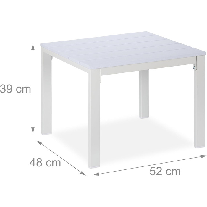 Журнальний столик Балкон, стійкий до погодних умов, для тераси та саду, 39x52x48 см, відкритий стіл, білий
