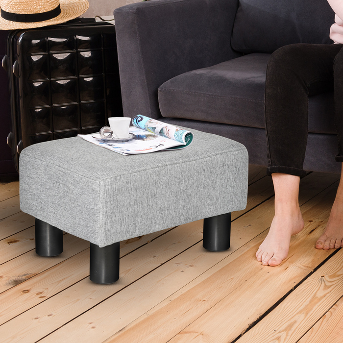 HOMCOM Footstool Пуф прямокутний Лляний пуф до 150 кг з навантаженням для вітальні, передпокою сірий