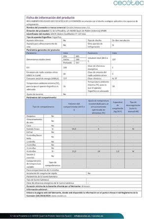 Міні-холодильник Cecotec Bolero CoolMarket TT 107: 107 л, Inox, регулювання температури, ящик для овочів, морозильна камера, тиха робота