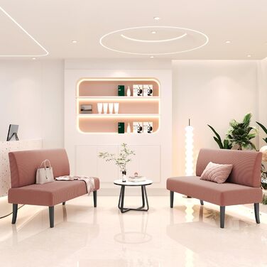 Диван-лавка Yaheetech для кухні/вітальні, 2 місця, без підлокітників, зелений/рожевий, м'який, оббивка з корду