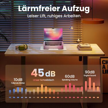 Регульований стіл HUANUO з підйомною механізмом, 4 пам'яті висоти, для дому, офісу та комп'ютера, стоячий стіл, колір: світло-волоський горіх, розмір: 160 x 80 см