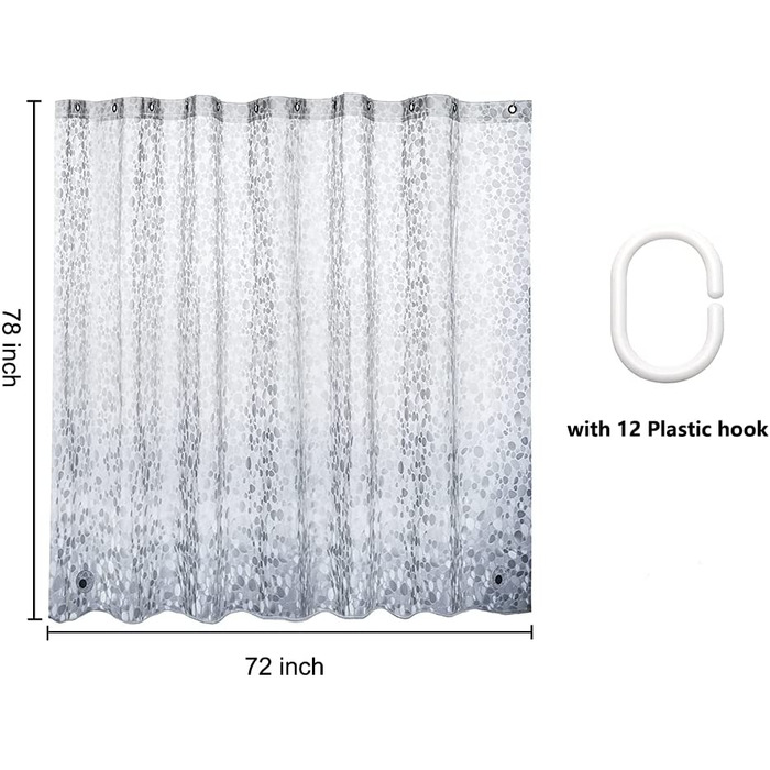 Завіса для душу з лимонною хмарою, що захищає від цвілі, з магнітною основоюпрозора завіса для душу 183x183, що захищає від цвілі, завіса для ванни з 12 білими кільцями для завіси для душу (183x200 см (Ш/ш), 3D-візерунок з каменю)