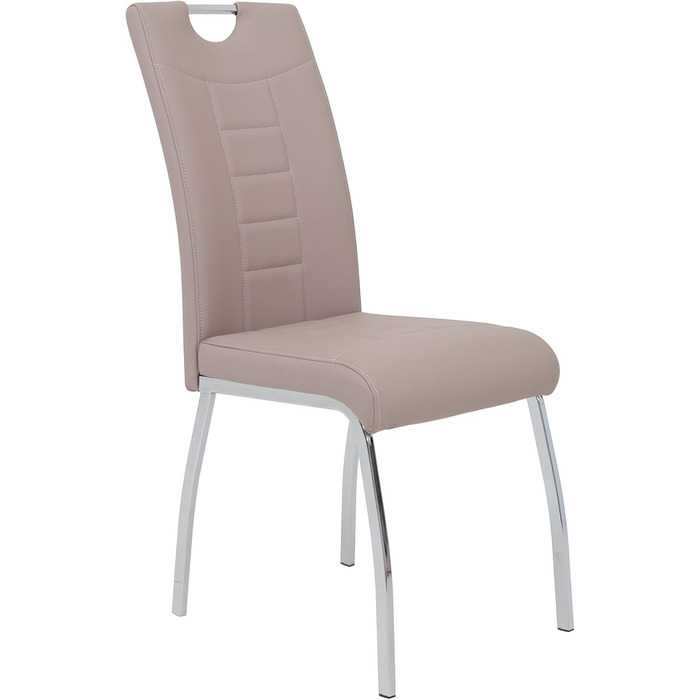 Набір з 4-х стільців для їдальні Hela Tische Andrea, штучна шкіра Cappuccino, хромоване металеве підстав'я, 100x43x64 см